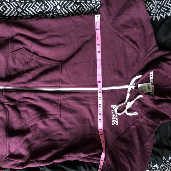 Burgundy PINK zip hoodie - Picture 3 of 6
